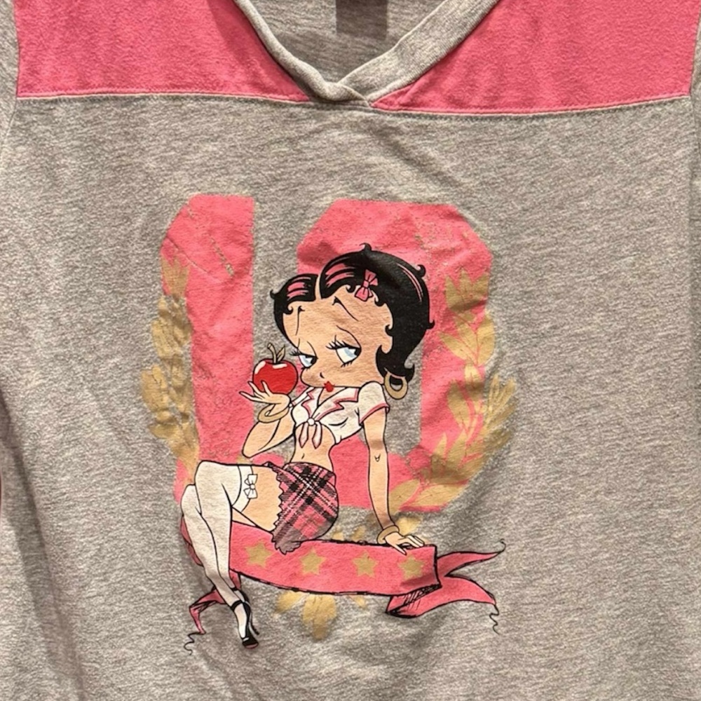 Betty Boop Pink Gray Tee oversized MEDIUM - Picture 4 of 6